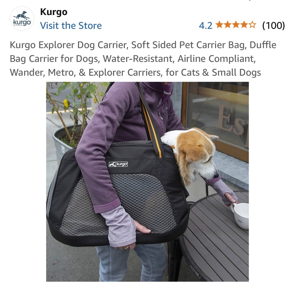 Kurgo Explorer Dog Carrier Soft Sided, Water-Resistant, Airline Compliant - Picture 4 of 4